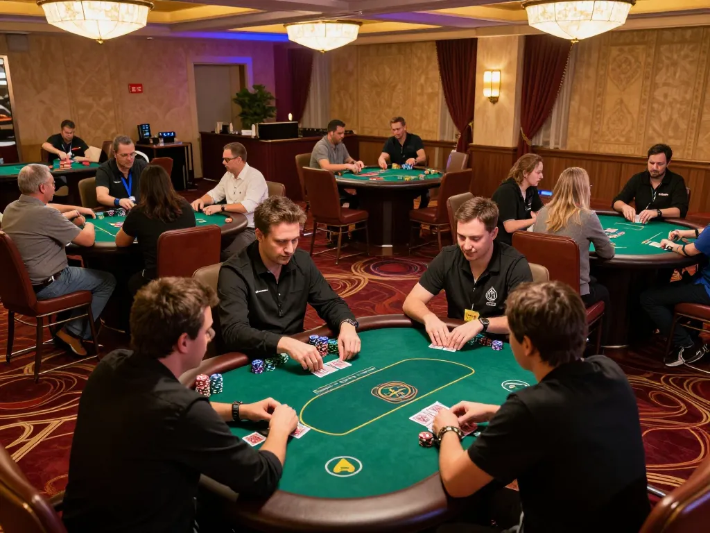 VIPWIN2 features an exhilarating poker tournament scene showcasing intense gameplay and strategic betting.
