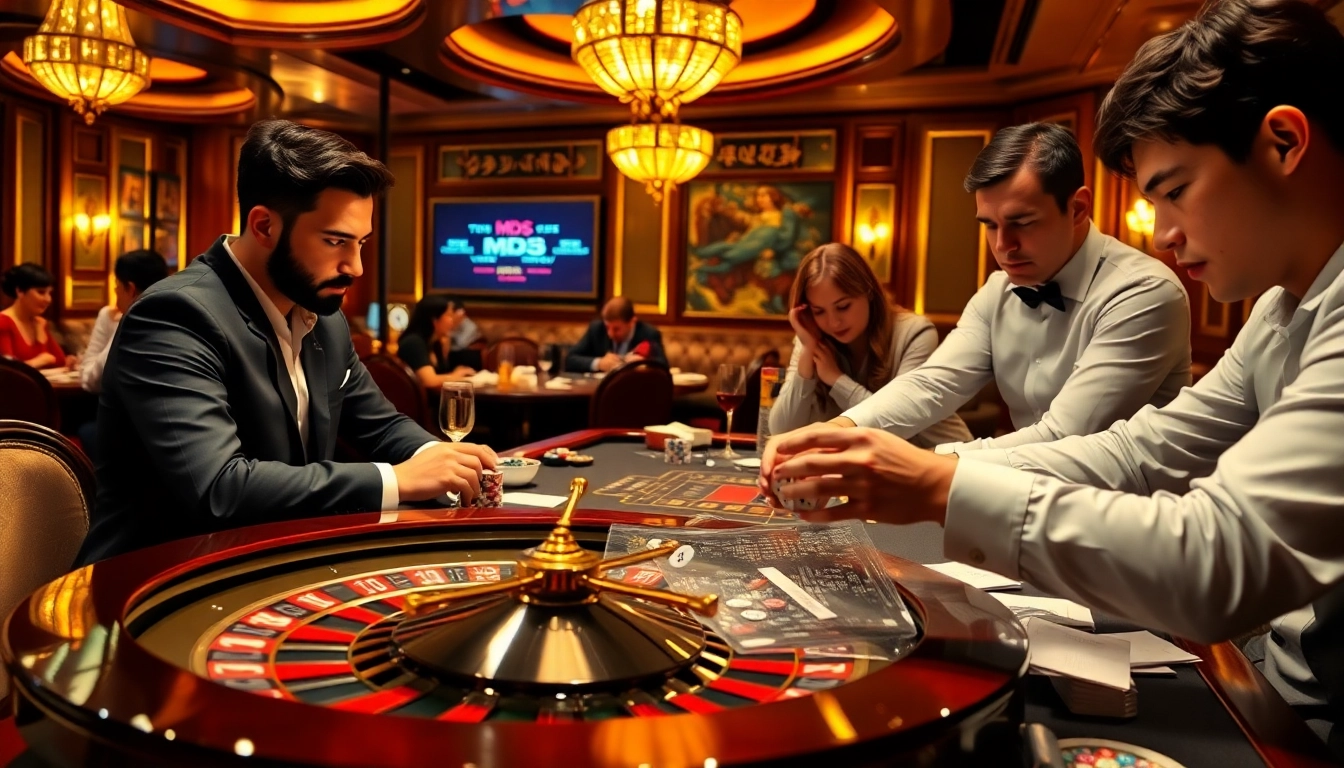Players enjoying an exciting game of tài xỉu md5 in a luxurious casino setting.