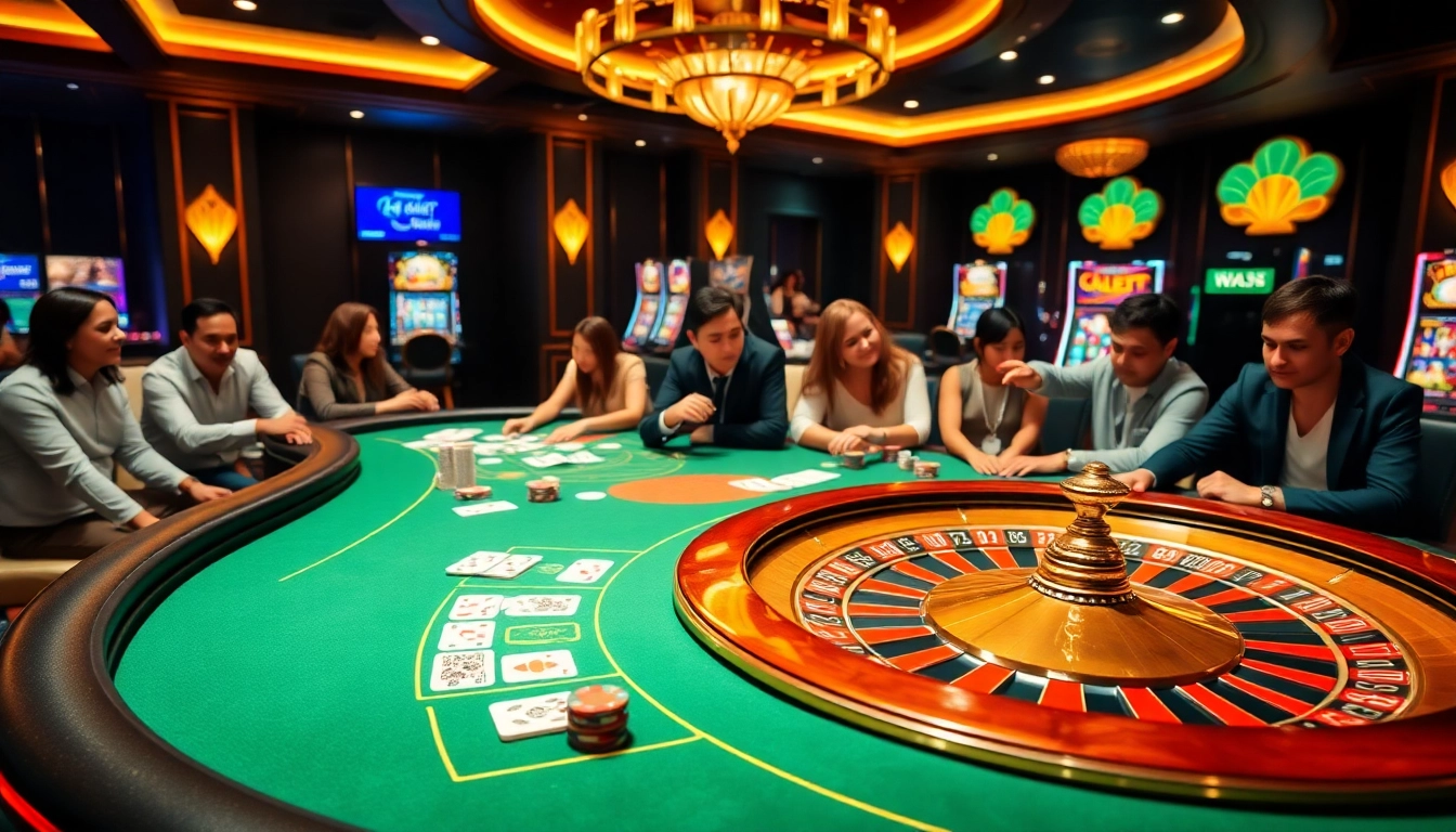i9bet players enjoying a thrilling casino experience with exciting games and vibrant decor.