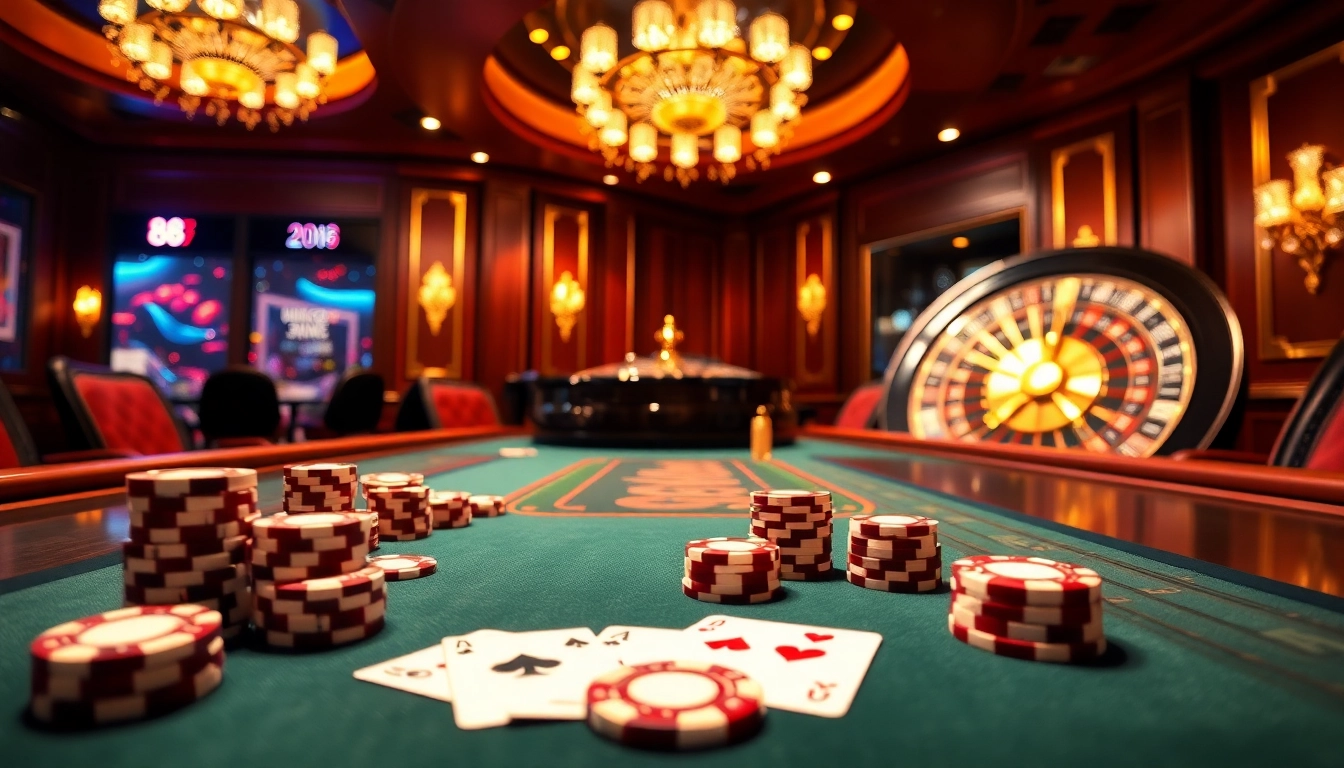 Experience luxury gaming at king 88 casino tables with vibrant chips and illuminated roulette.