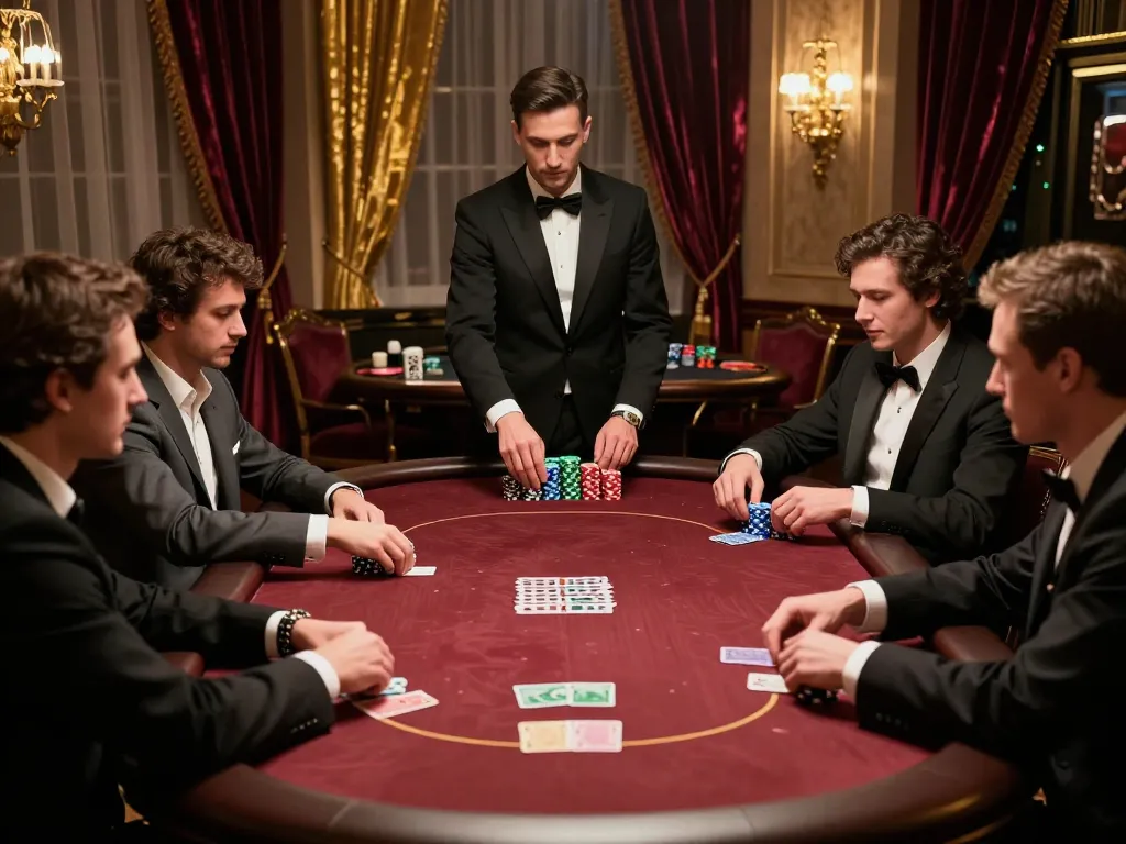 Players engaged in high-stakes poker at HIT CLUB casino, showcasing strategic gameplay and luxurious atmosphere