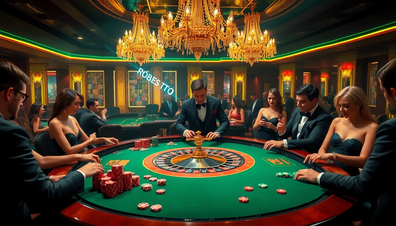 Excited players placing bets at a lavish roulette table in the da88st.com casino scene.