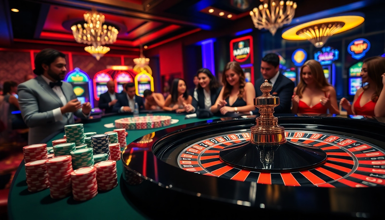 Experience the excitement of Haywin Casino with players engaged at a roulette table.