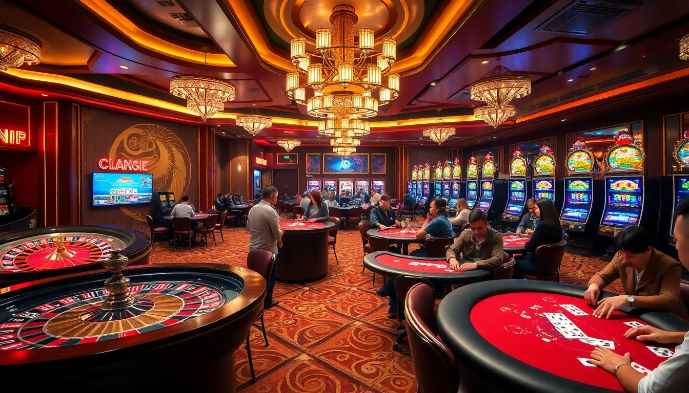 Engaging gamblers at https://rr88.bar/ in a lively casino scene with roulette and poker action.