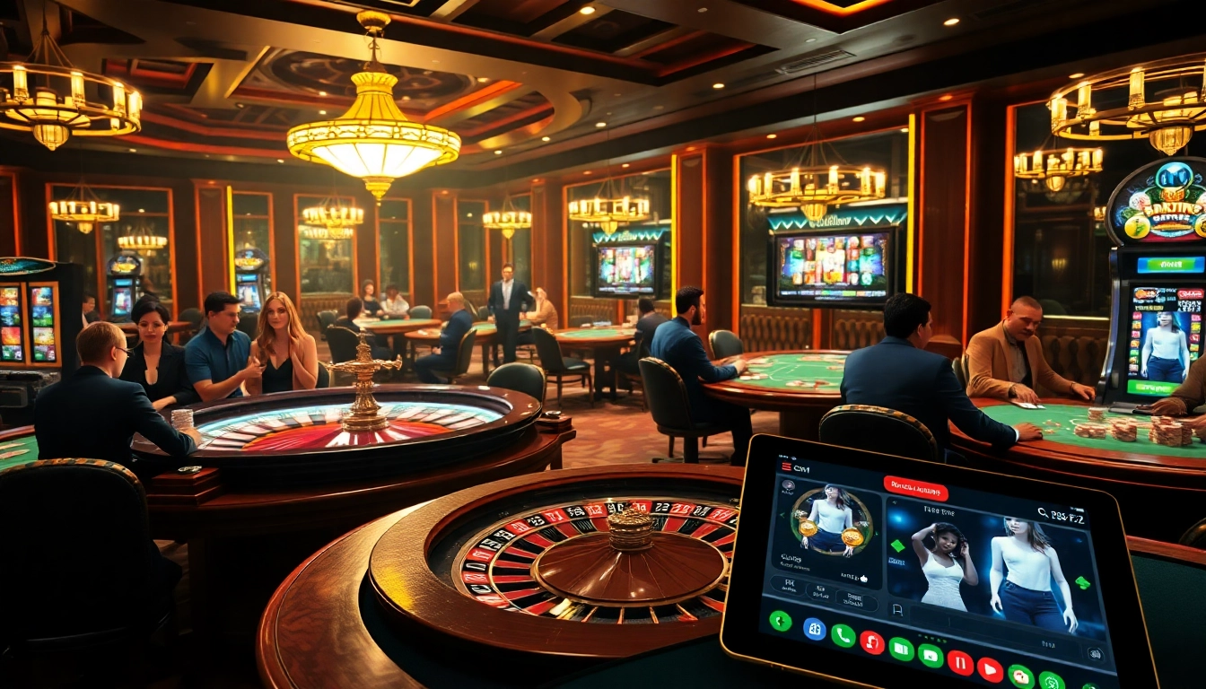 Engage with the thrill of gaming at luck8.com, featuring a luxurious casino scene with a spinning roulette wheel.