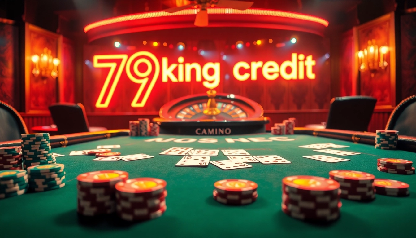 Engaging players at a high-stakes poker table showcasing 79king credit excitement in a luxurious casino environment.