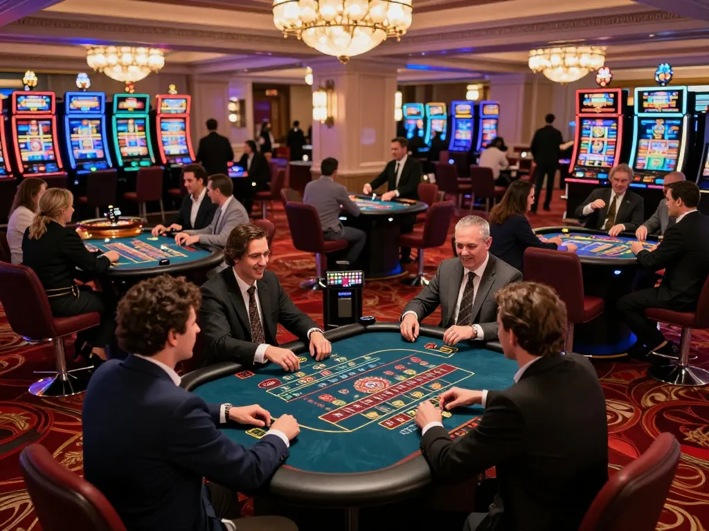 Experience thrilling bets at Bsport's lively casino floor with players engaged in gameplay