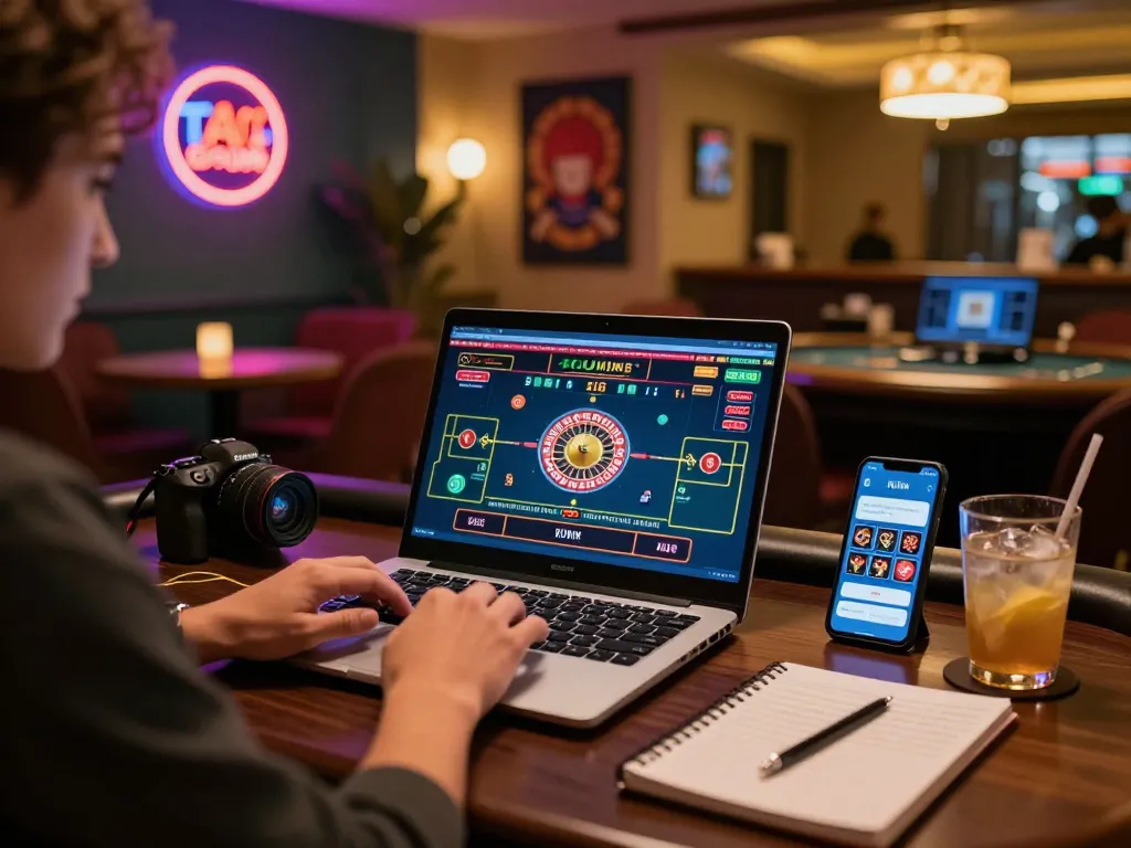Engaged player experiencing KUWIN live dealer game setup with vibrant decor and ambiance.