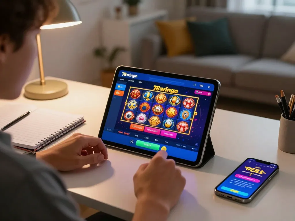 Player engaging with the 78wingo app for an immersive online casino experience.