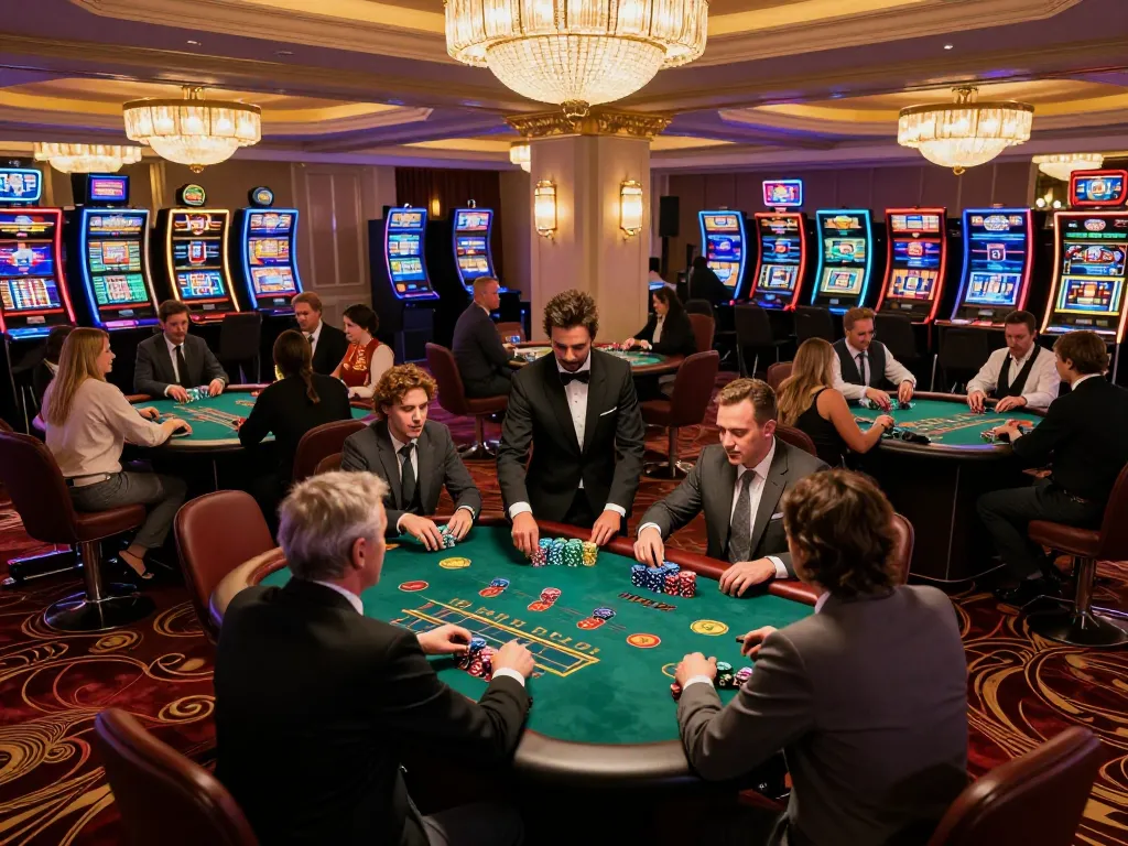 Players engaging in thrilling blackjack games at vin777 casino, showcasing excitement and strategy through vibrant casino atmosphere.