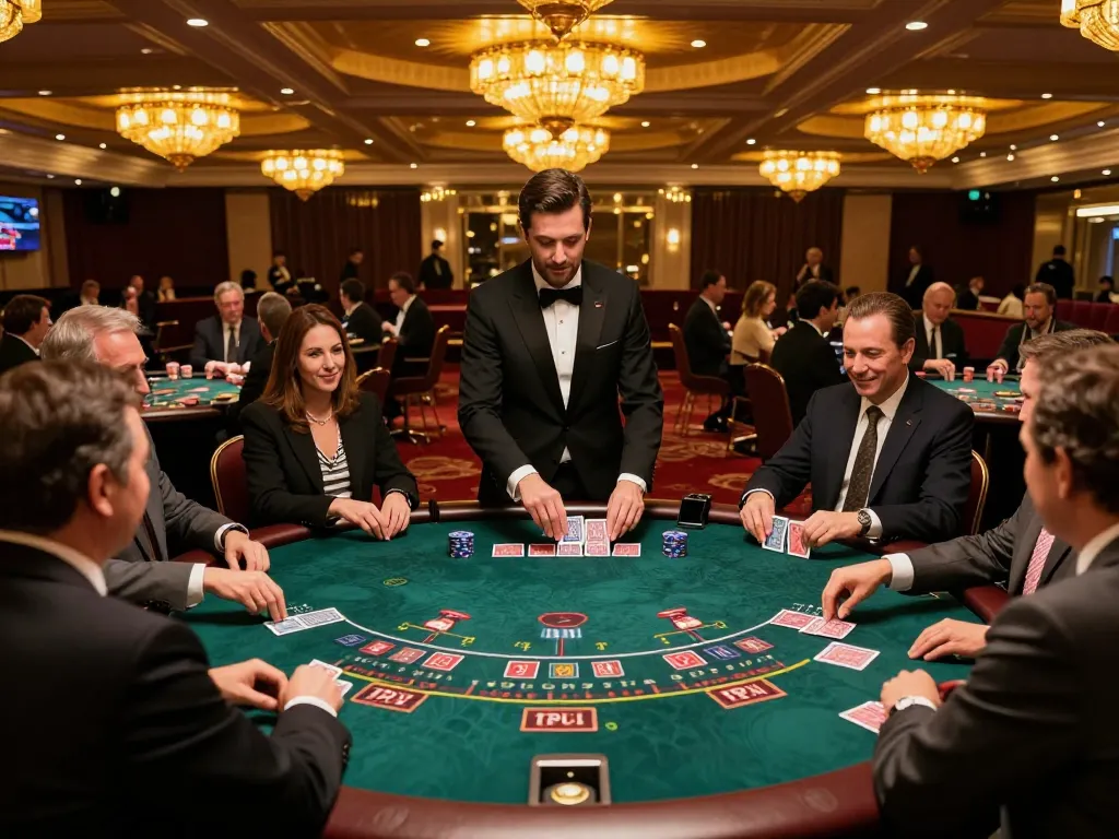 BET168 players engaging in thrilling blackjack gameplay amidst luxurious casino ambiance.