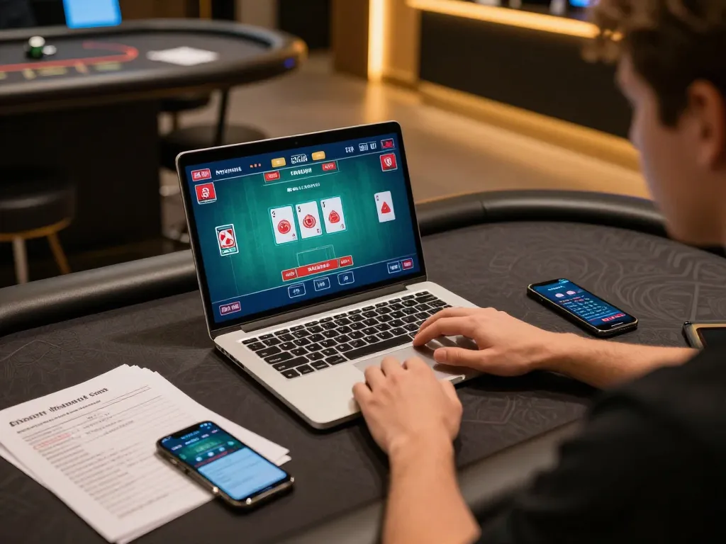 Player enjoying a live dealer game on Nk881 sa com, surrounded by betting strategies for better odds