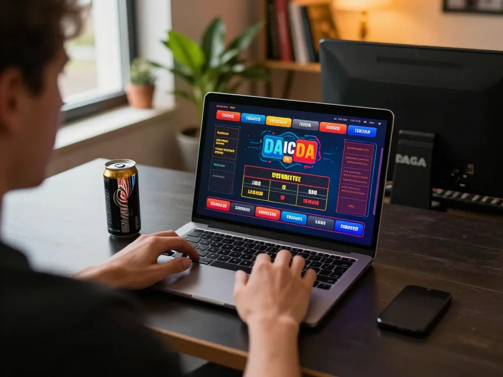 Engaging online gambling session on DAGA platform, featuring live betting interface and a gamer focused on strategy.