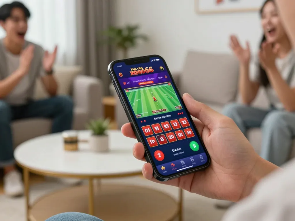 Engaged user placing a bet on the nhà cái xoso66 app, emphasizing online gambling interaction.