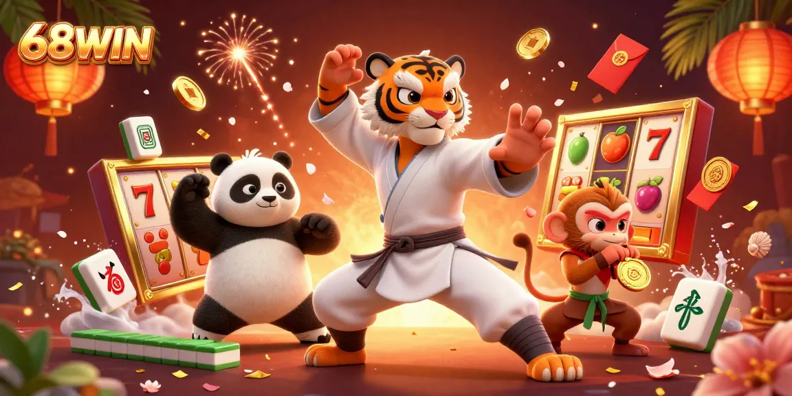 Play thrilling slots at 68WIN with vibrant characters and dynamic game elements in an exciting atmosphere.