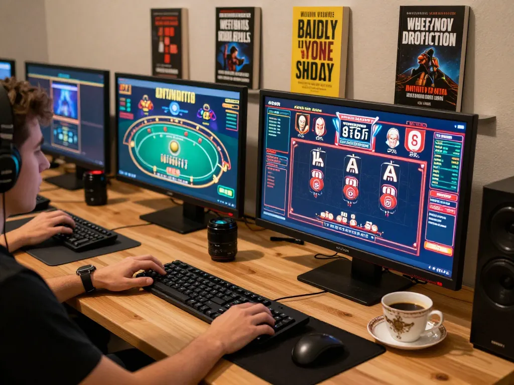 Engaging in online gaming at kp88 with multiple casino games displayed on the screen.