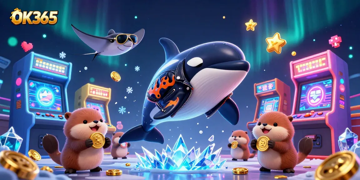 Engage with OK365 casino games featuring vibrant 3D characters celebrating with gold coins.