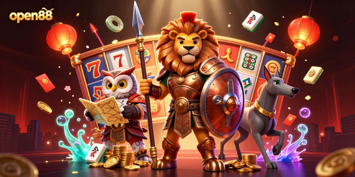 Experience the thrill of open88 with dynamic slot reels and vibrant gaming elements.
