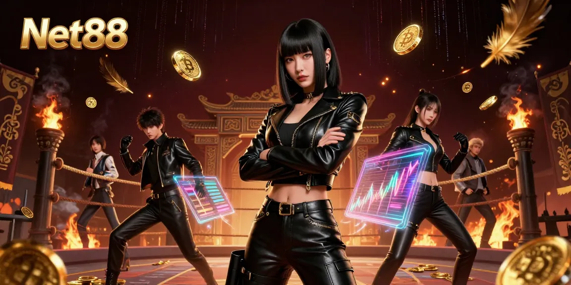 Experience thrilling gameplay at Net88 with a stylish Asian woman in a dynamic 3D casino setting.