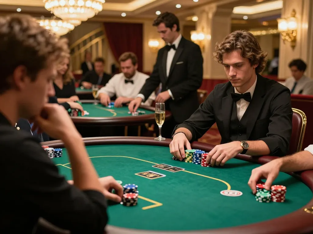 Engaged players strategizing in the luxurious atmosphere of a high-roller poker room at soibetzz.