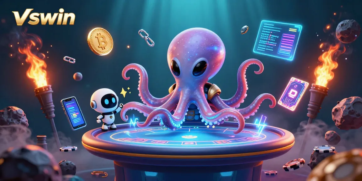 vswin gaming experience with a dynamic alien octopus at a holographic poker table