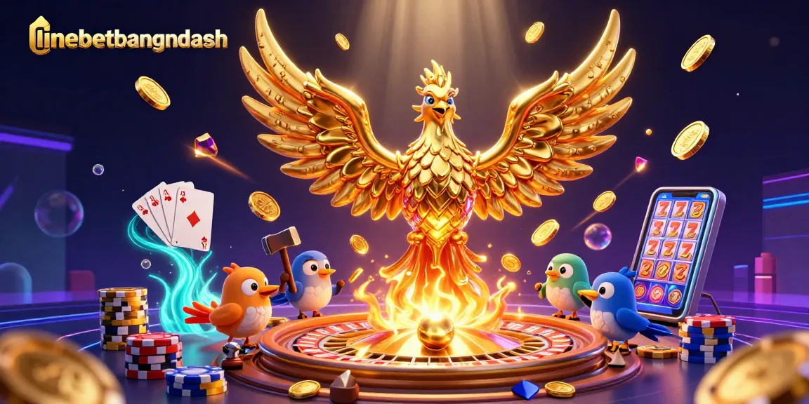 Experience thrilling gameplay at linebetbangladesh with the golden phoenix and stacked casino elements exploding in excitement.