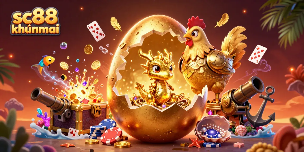 Join the excitement at SC88 khuyenmai with a stunning golden dragon and vibrant casino elements!