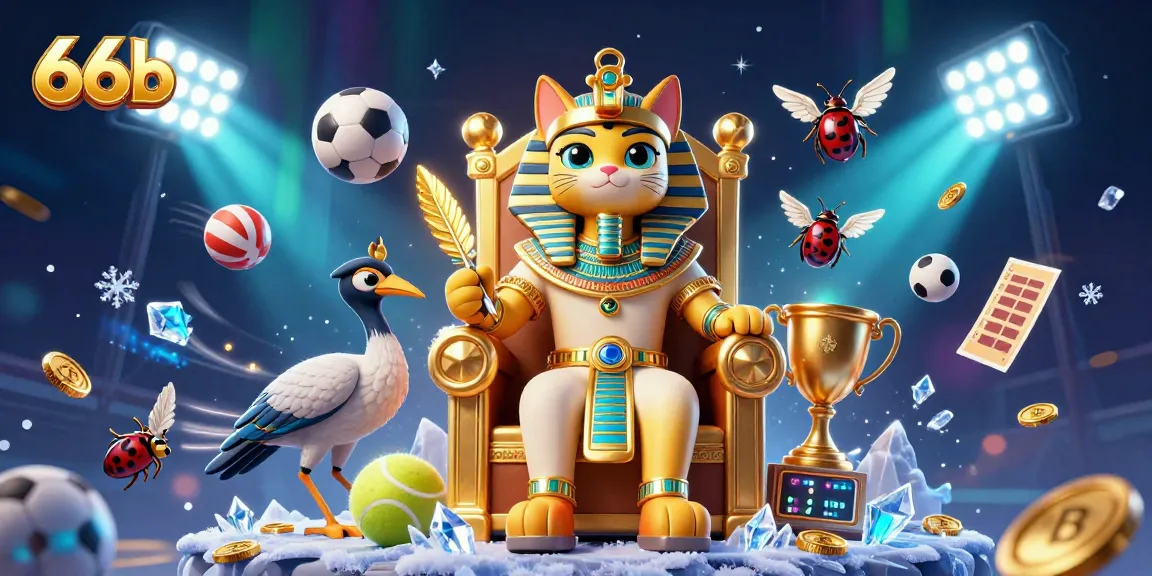 Engage with 66b in an exhilarating 3D casino scene, showcasing vibrant sports-themed elements.