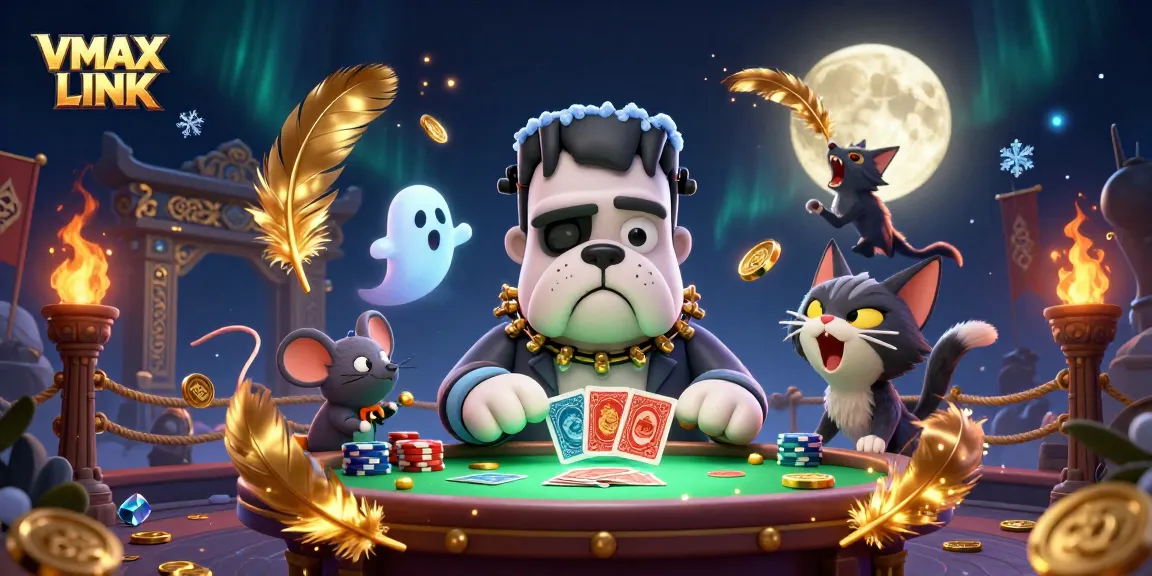 Experience winning strategies with VMAX LINK in this immersive casino scene featuring dynamic characters.
