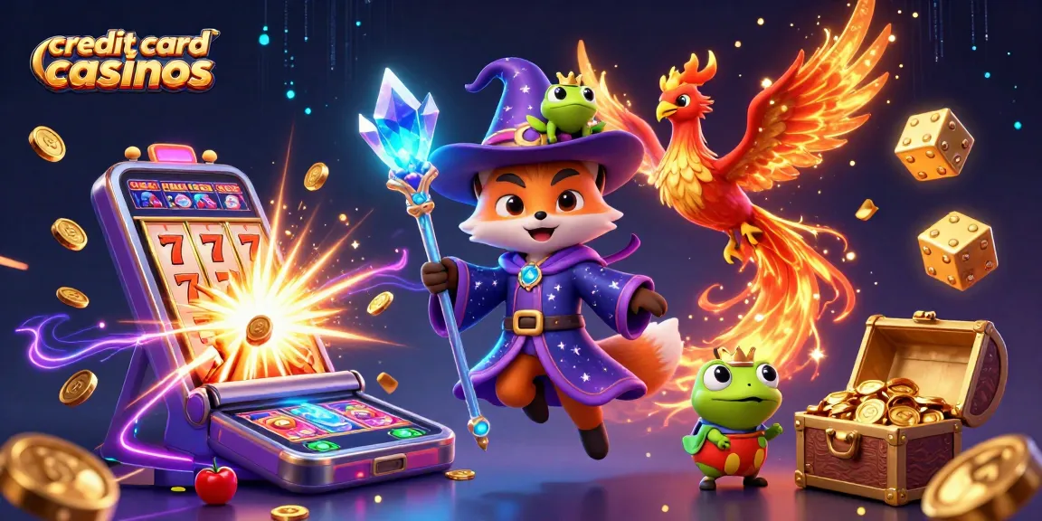 Get ready to play at credit card casinos with a vibrant casino illustration featuring thrilling elements.
