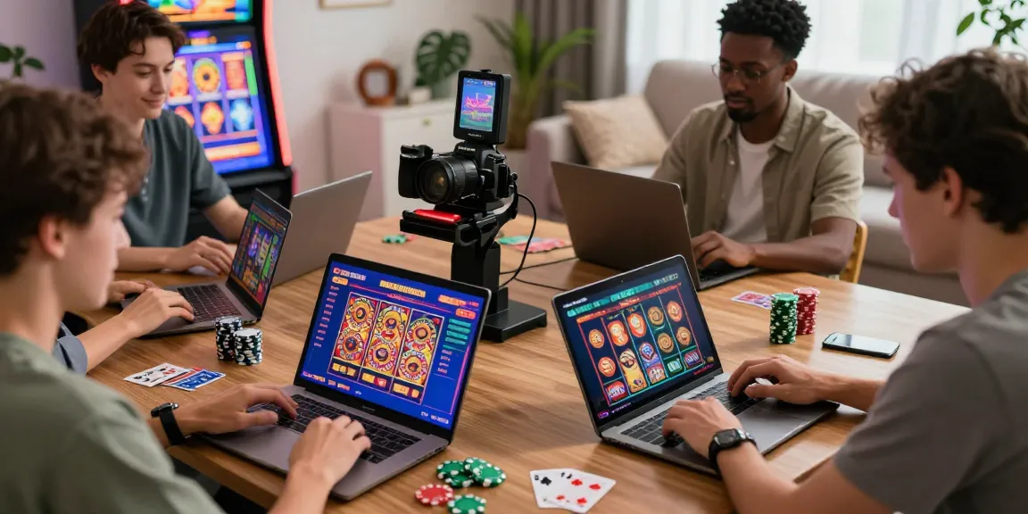 Players exploring casinos not on GamStop in a vibrant home setting, enjoying a variety of games and bonuses.